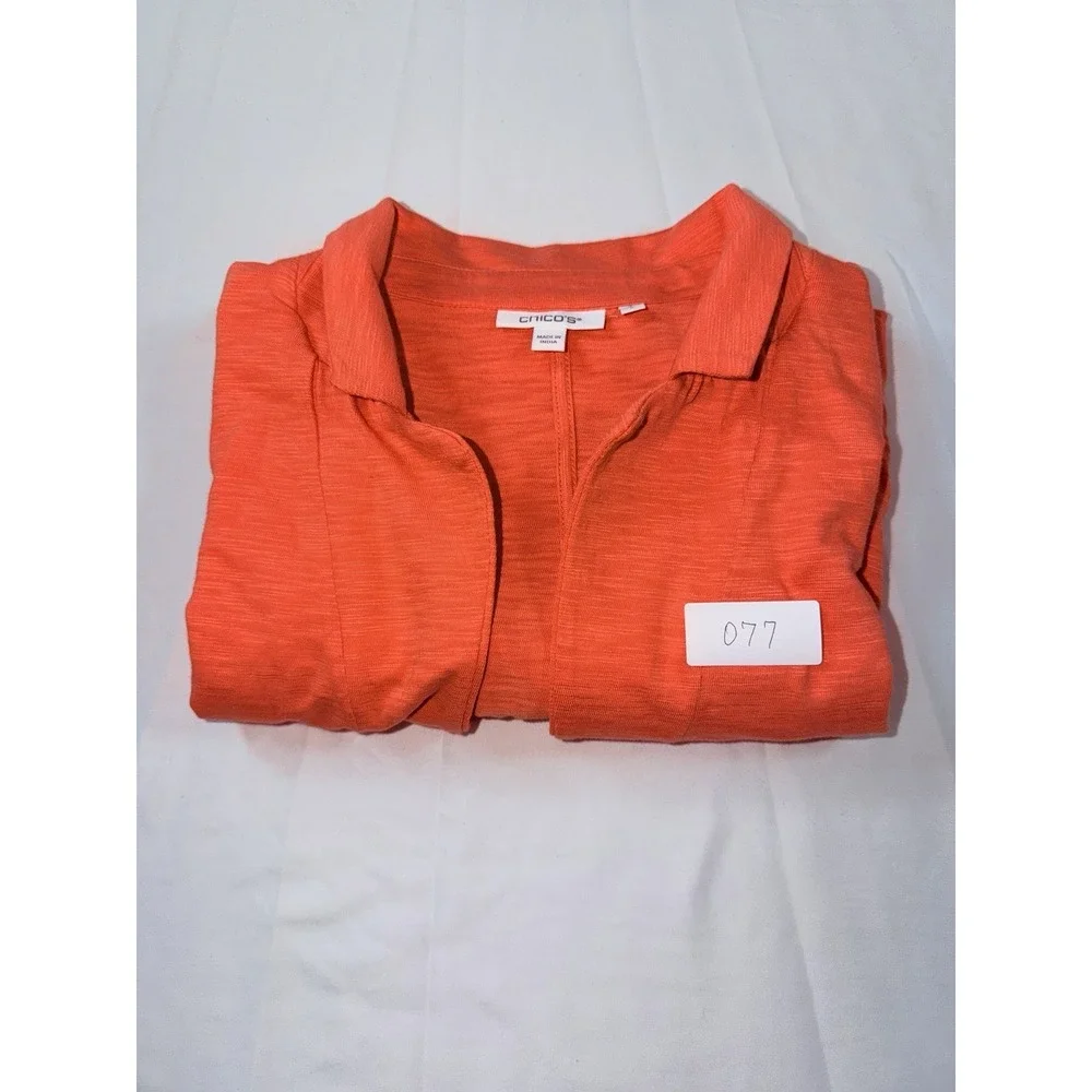 Chico's lightweight orange/coral open-front blazer/cardigan Size L